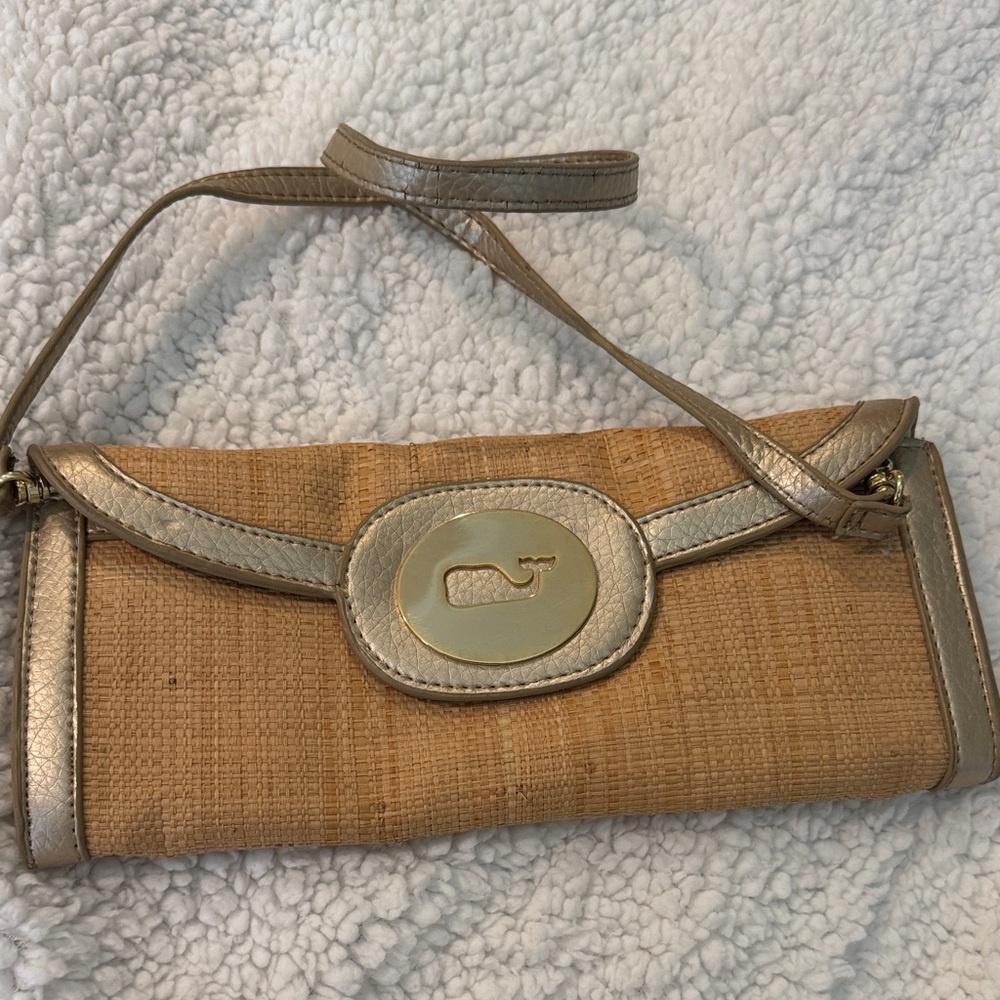 Stylish Tan and Gold Clutch